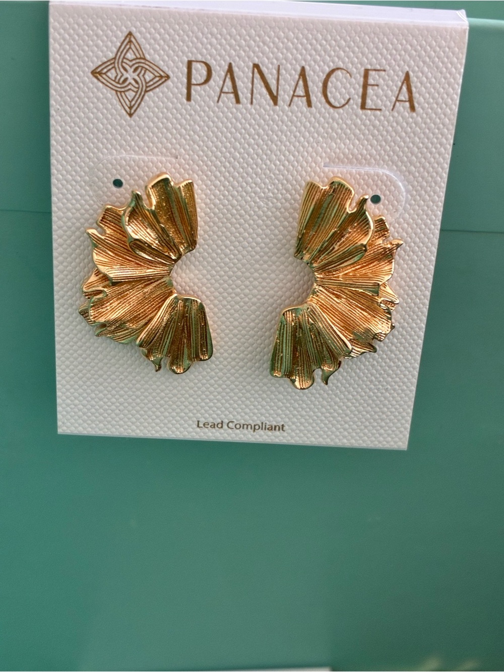 Panacea Cache Sculpted Gold Petal Hoop Earrings